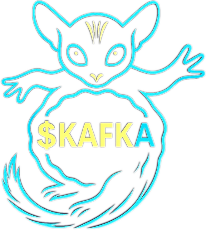 Kafka character logo with $KAFKA token name